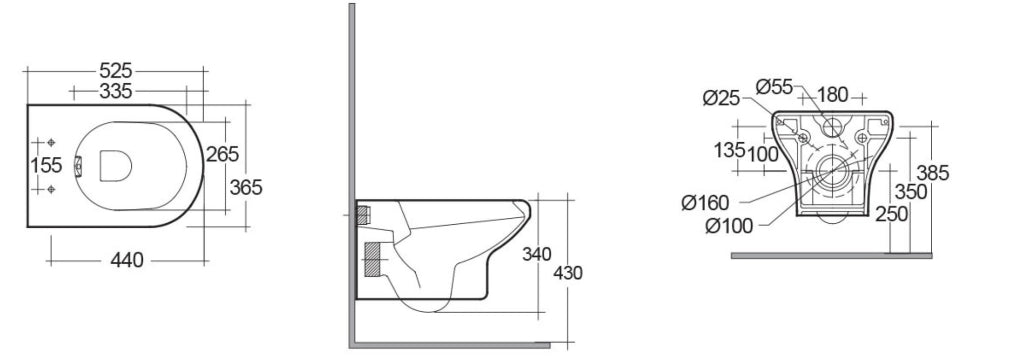Sanitari sospesi Compact Rak Ceramics: WC, Bidet, Copriwater Bianco