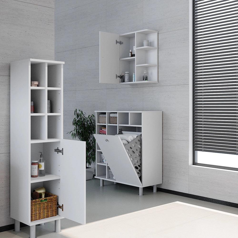 Armadietto da bagno con portabiancheria Fynn Bianco 78.4 x 91.6 cm Vicco