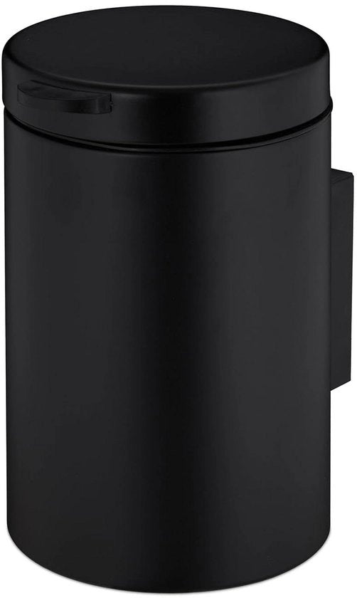 Wandmontaggio Cassetta di Rifiuti 3L Softclose - Imboccatura Rimosso - Acciaio - Nero - Per Bagno o Camera da Letto