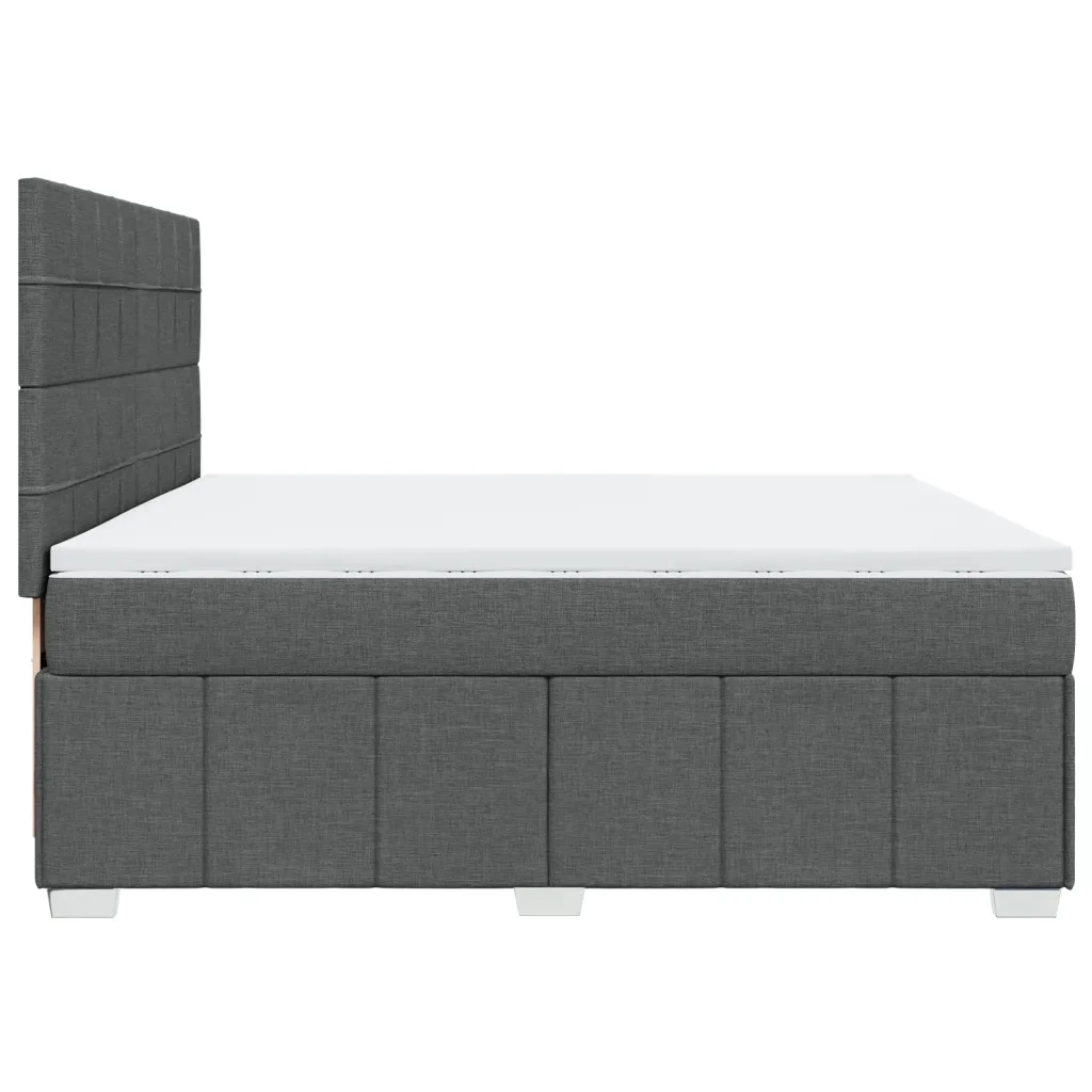 Giroletto a Molle con Materasso Grigio Scuro 200x200 cm Tessuto