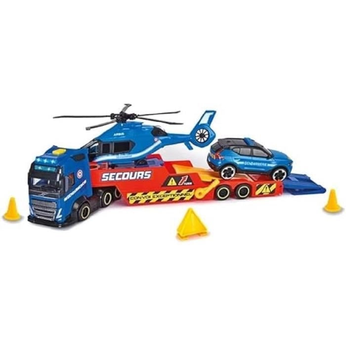 Dickie - Camion da trasporto da 40 cm + Elicottero + Veicolo della Gendarmeria - A partire da 3 anni
