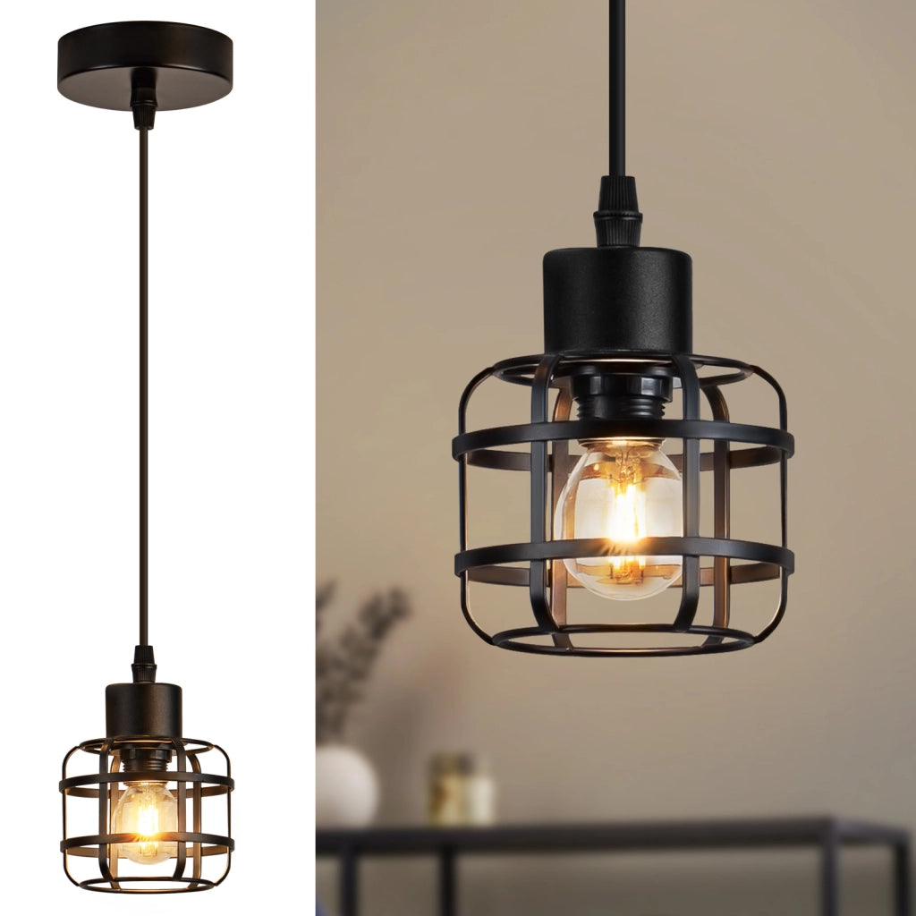 Lampada a sospensione ZMH vintage in metallo nero 1 lampada altezza regolabile 140 cm lampadina non inclusa