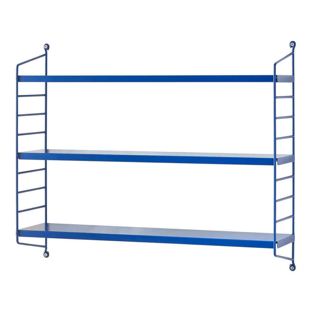 Scaffale dal design senza tempo per soggiorno/camera da letto mobiletto portaoggetti da parete con 3 ripiani regolabili 50 x 60 x 15 cm blu 03_0011287