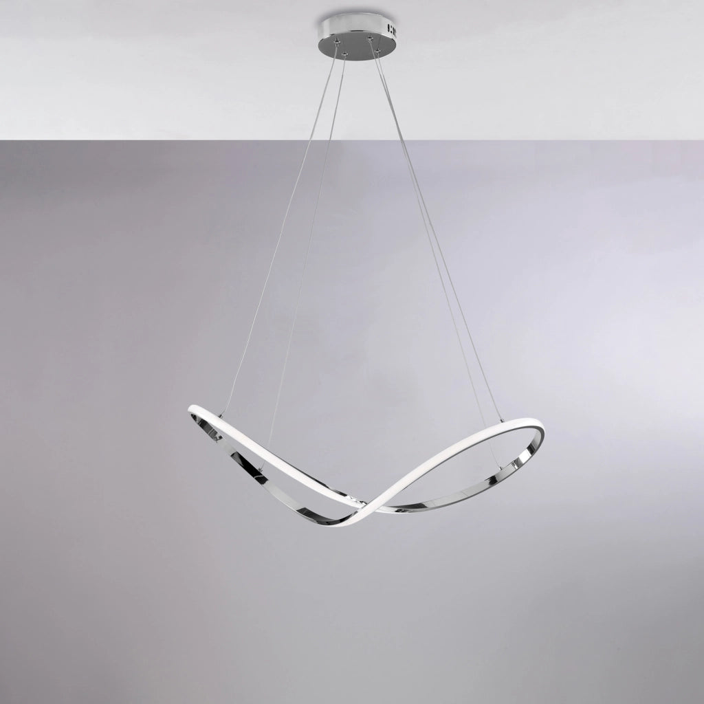 Sospensione Moderna Infinity Luce Led Integrata Metallo E Alluminio Cromo