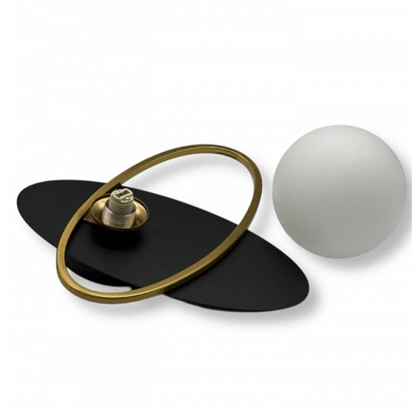 Applique LED da Parete G9, Design Moderno Nero e Oro, Sfera Opalina, Luce Diffusa per Camera, Soggiorno, Corridoio, Ingresso, Lampada Decorativa in Metallo Elegante