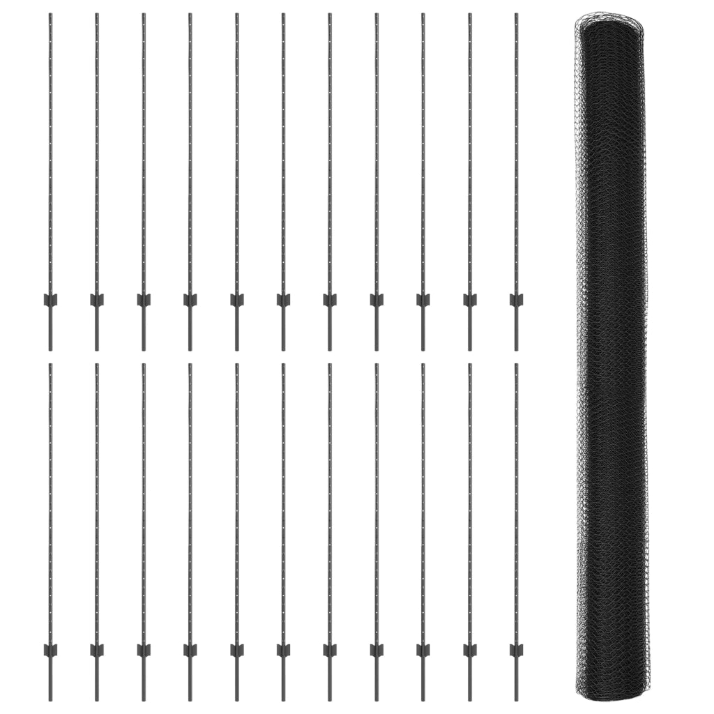Pali per recinzione  22 pcs U-Channel grigio 150 cm acciaio