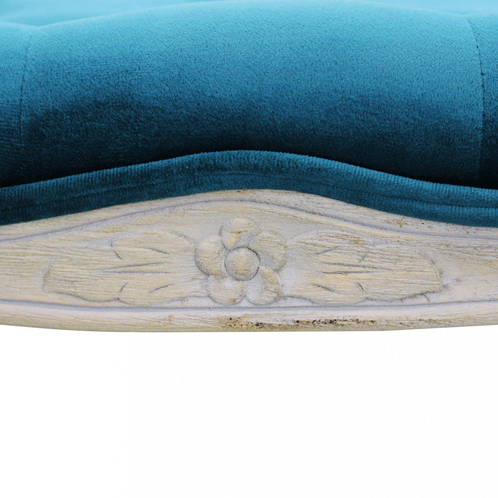 Panca Misty in Velluto Blu 110x36x47 h cm in Legno Blu