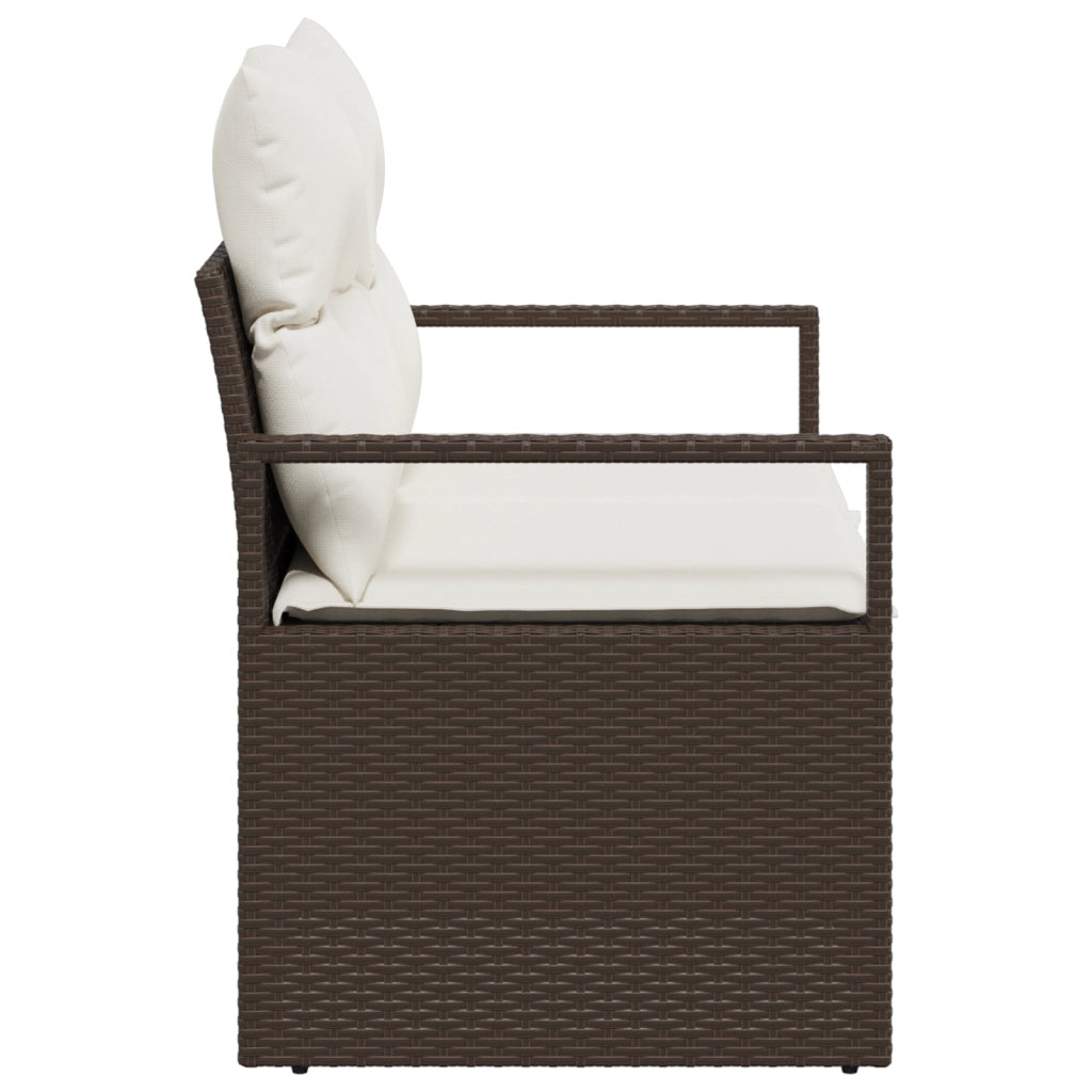 Divano da Giardino a 2 Posti con Contenitore e Cuscini in Polyrattan Marrone