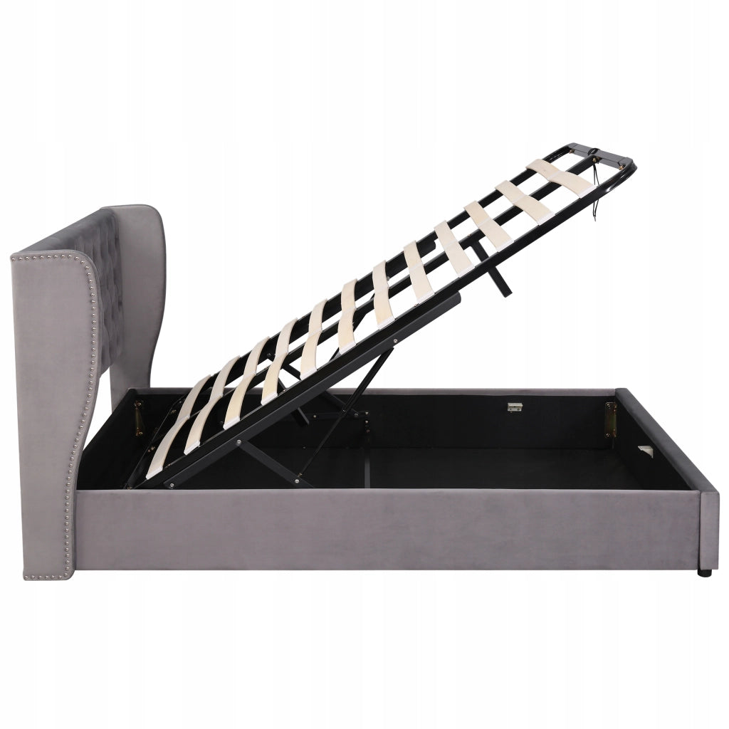 Letto singolo 140x190cm - Xylo - Velluto idraulico grigio