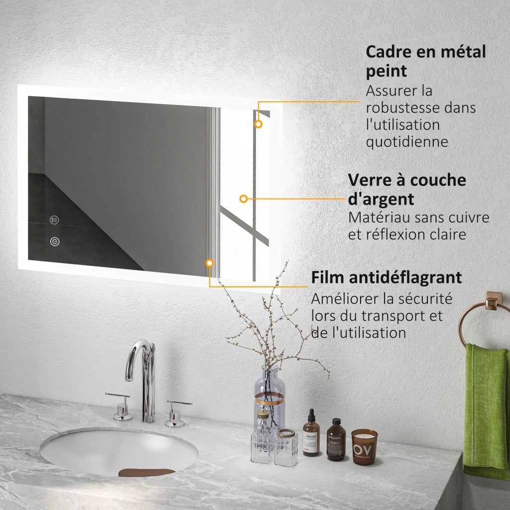 Specchio da Bagno con Luci LED ¨C Minimal ¨C Bianco 70x50 cm