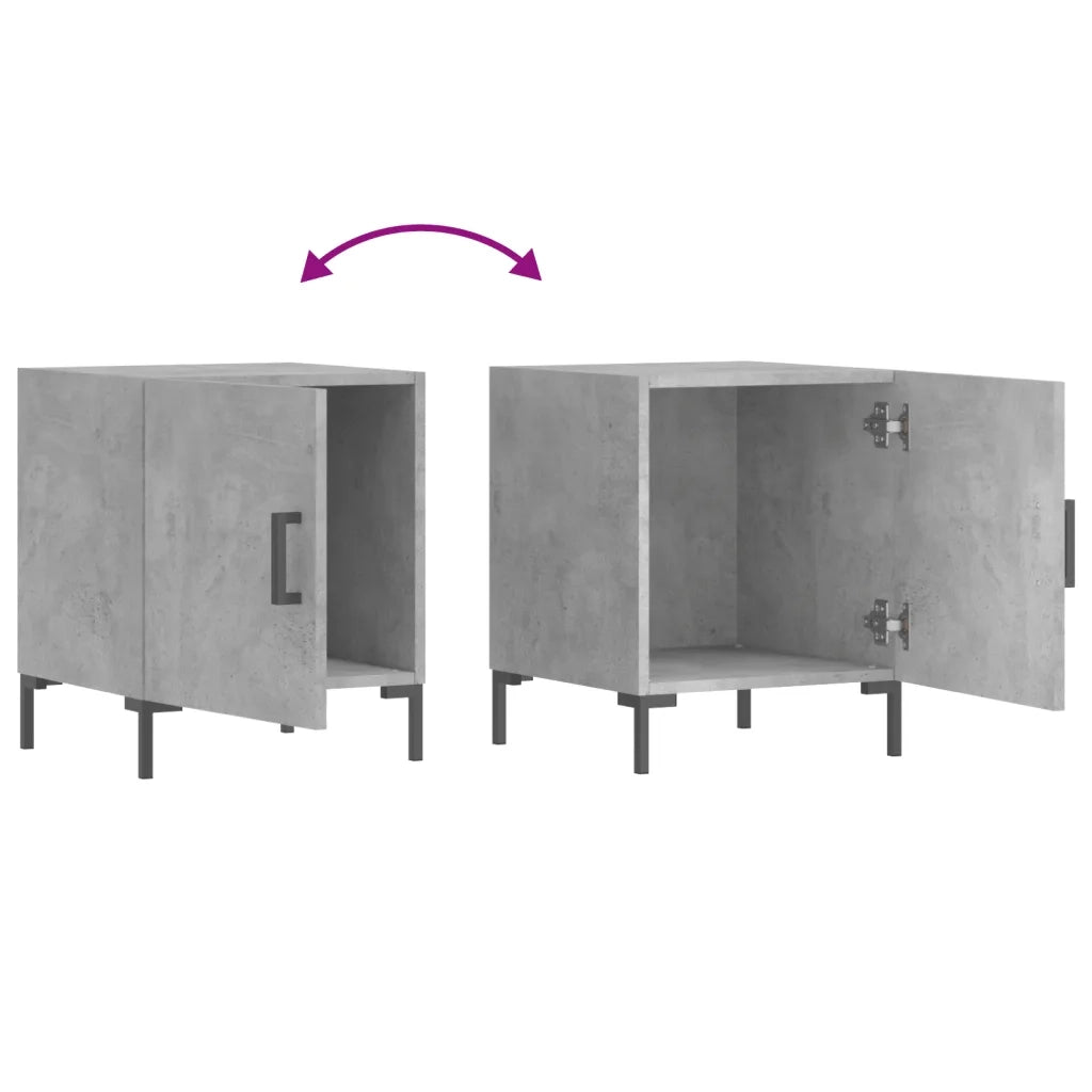 Set di 2 Comodini | Armadio da Notte | Mobiletto da notte Grigio Cemento 40x40x50 cm in Legno Multistrato