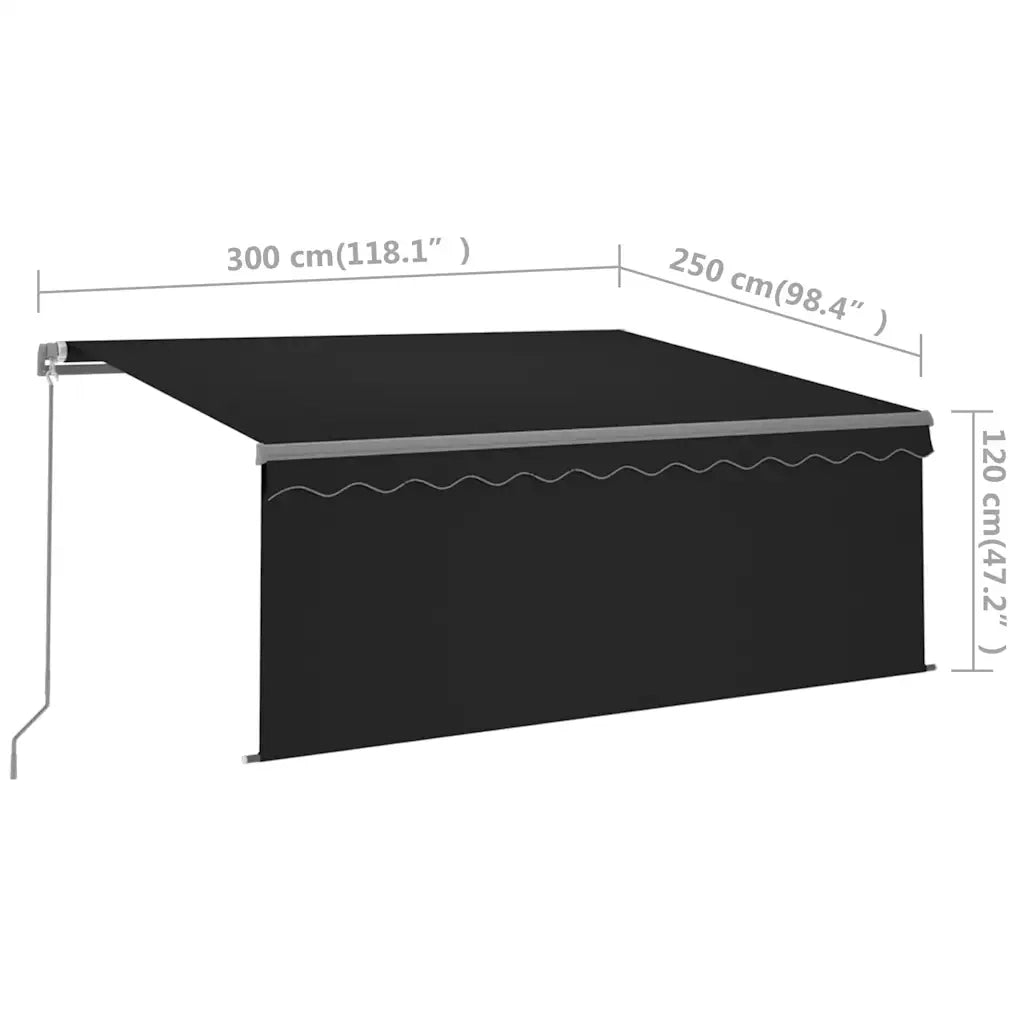 Tenda da Sole Retrattile Manuale con LED-Tenda parasole per Patio 3x2,5 m Antracite 784848