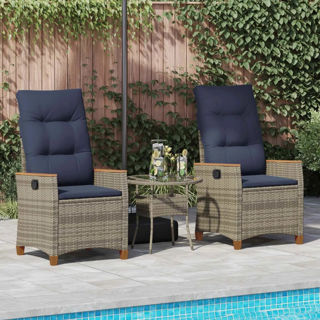 Sedia da giardino reclinabile 2 pz | Sedie da Esterno Grigio e Blu Navy