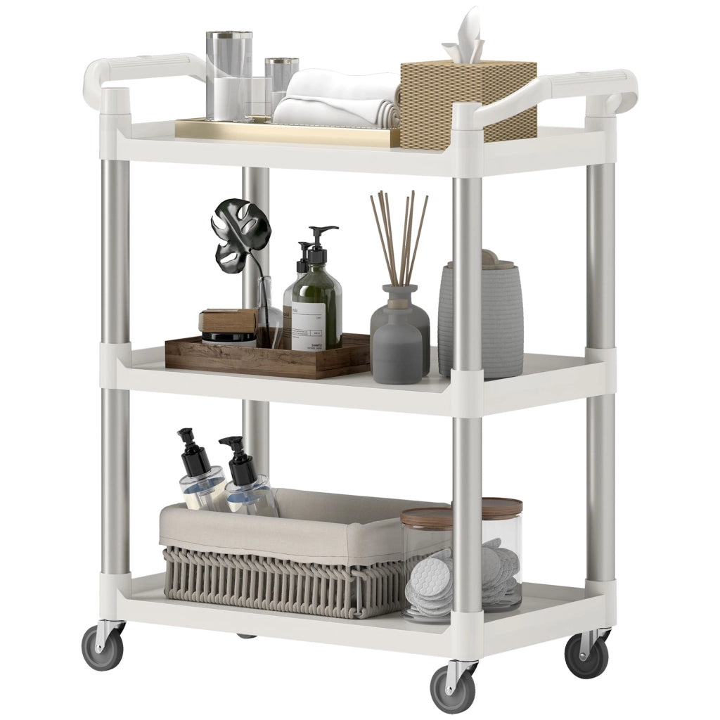 Carrello da cucina 3 livelli ¨C zephmum ¨C 88x44x93 cm bianco