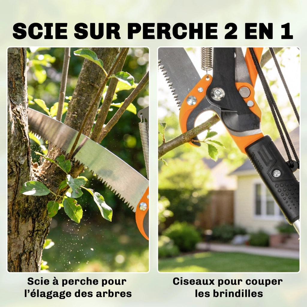 Potatore telescopico 2 in 1 ¨C Xylo ¨C Sega manuale con asta alluminio 2m