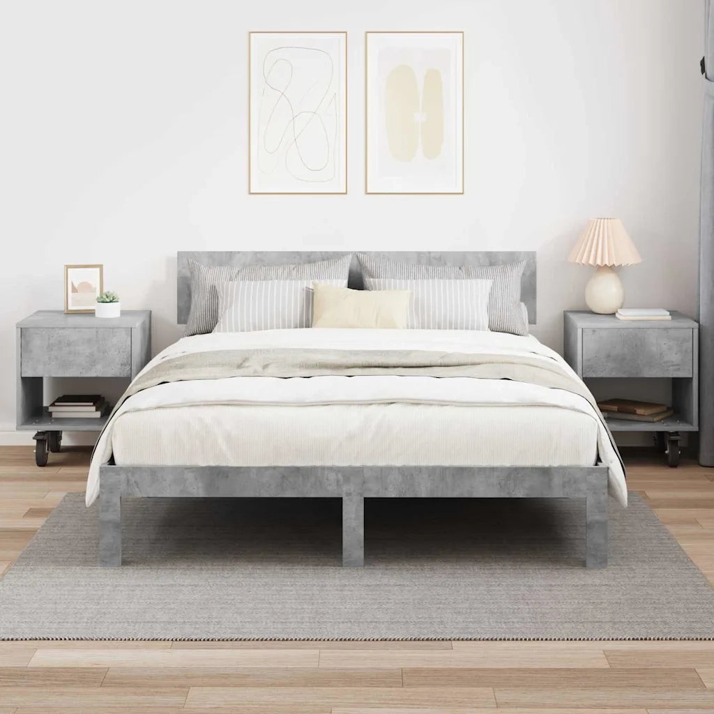 Set di 2 Comodini | Armadio da Notte | Mobiletto da notte Grigio cemento 40,5 x 40 x 48 cm