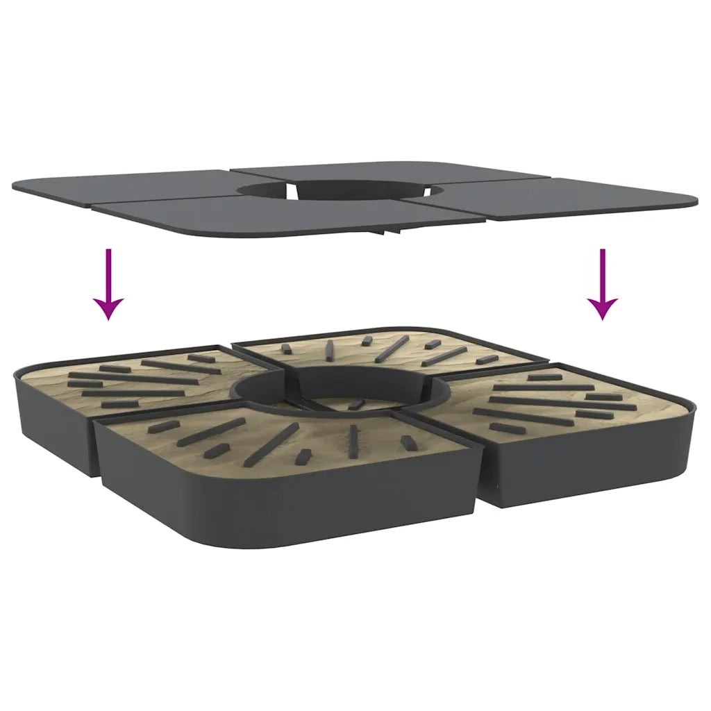 Set Base per Ombrellone 4 pz con Supporto a Croce 100 kg PP CFW7135178