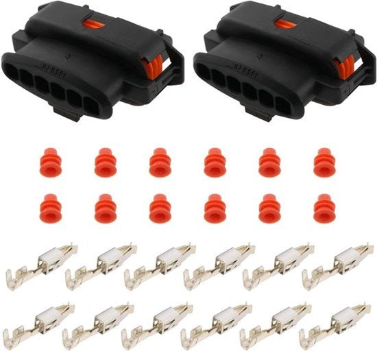 Adattatore di connettore per auto 6Pin - Set da 2 pezzi - Compatibile con Vauxhall Astra Corsa Insignia - Rosso Nero - Accessori elettronici per auto - Adatto per Opel Modelli