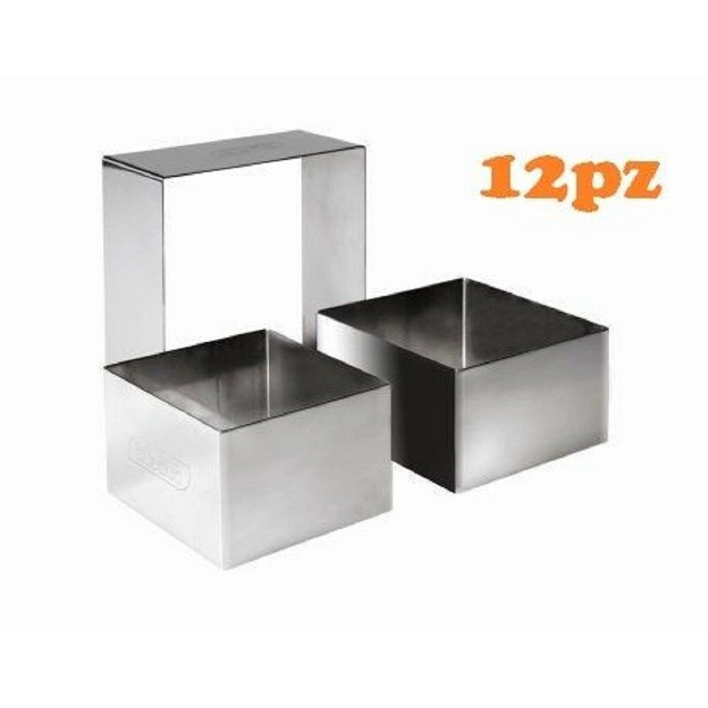 Trade Shop - Set 12 Pezzi Formina Forme Stampi Per Dolci Torte Biscotti Quadrati 8x4cm 60411 -