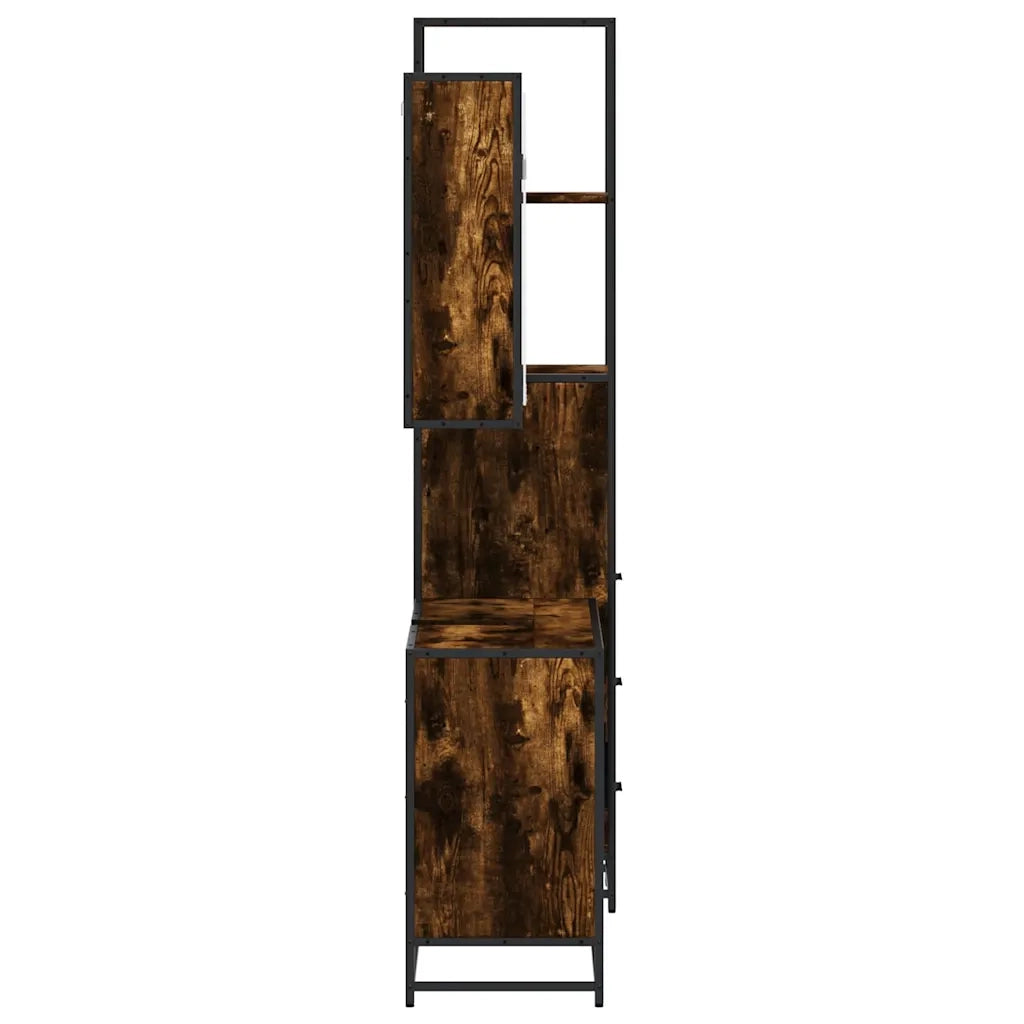 vidaXL Set Mobili da Bagno 3 pz Rovere Fumo in Legno Multistrato