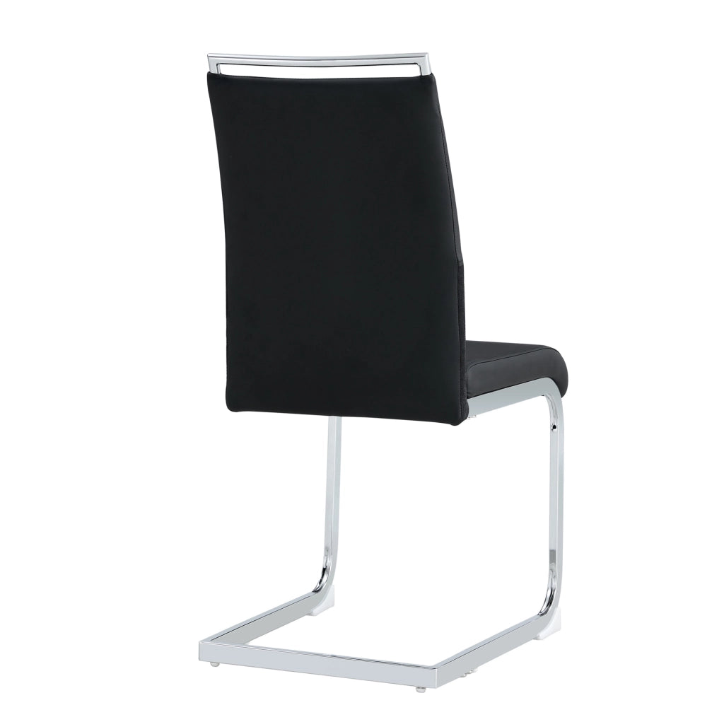 Sedia nera con schienale ergonomico in PU e lino