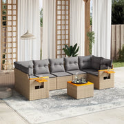 Set Divano da Giardino 8 pz con Cuscini Beige in Polyrattan 3259056