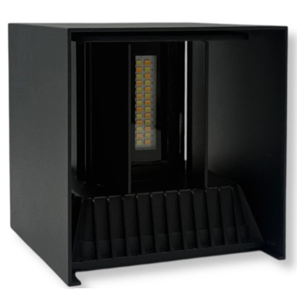 Trade Shop - Lampada Applique Led Muro 22w Doppia Emissione Cct 3in1 Luce Selezionabile Esterno Es66-3c - Nero