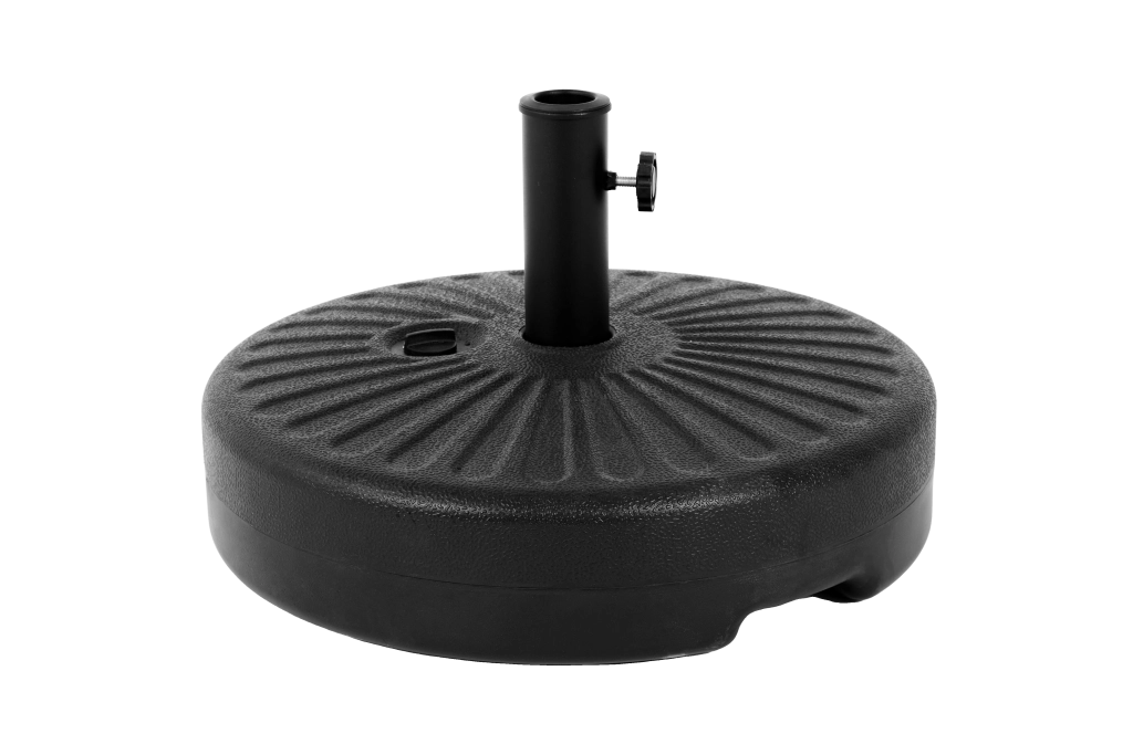 Supporto per ombrellone riempibile con acqua o sabbia con manopole regolabili in plastica nero 56 × 51 × 15 cm