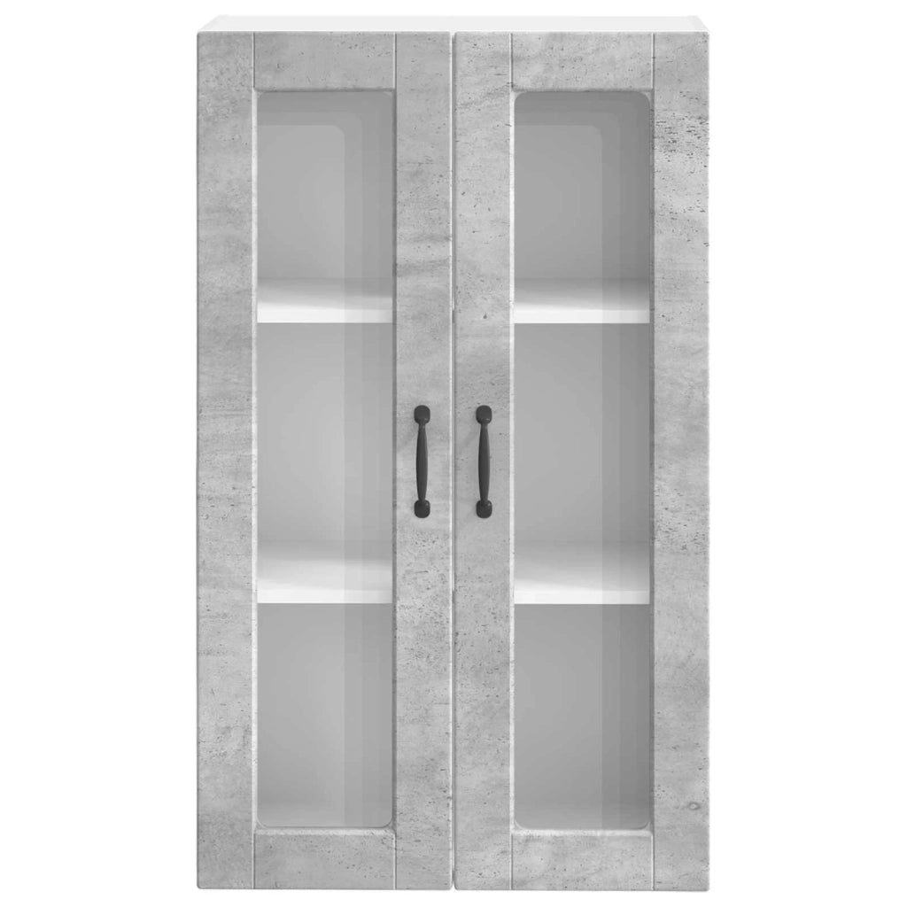 Pensile da cucina | Mobile in vetro da parete PORTO Grigio cemento 60 x 31 x 100 cm