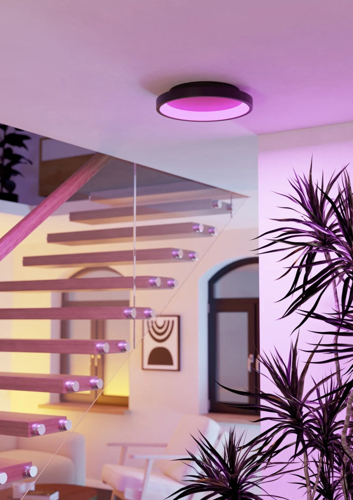 Plafoniera Moderna Loretello-Z Acciaio Nero Plastiche Bianche Led 19,6W 2430Lm