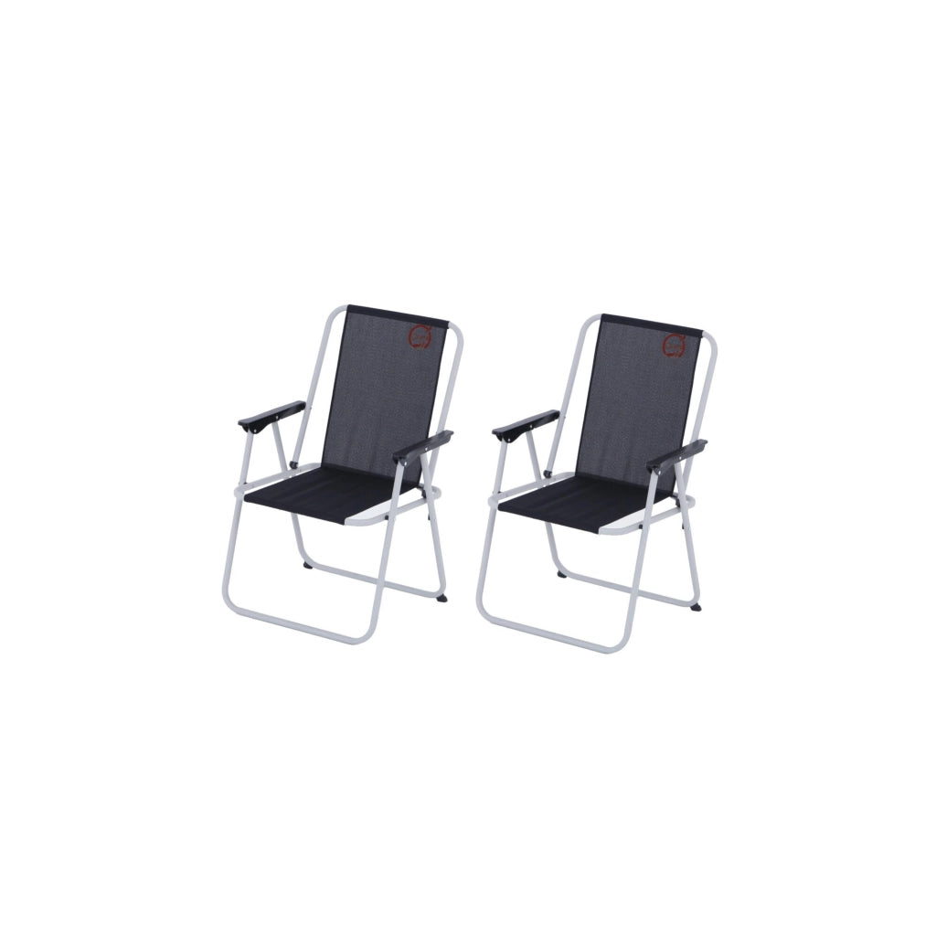 Set di 2 poltroncine da campeggio pieghevoli Piccolo - O'Camp - Nero - Dimensioni: 57 x 55 x 80 cm