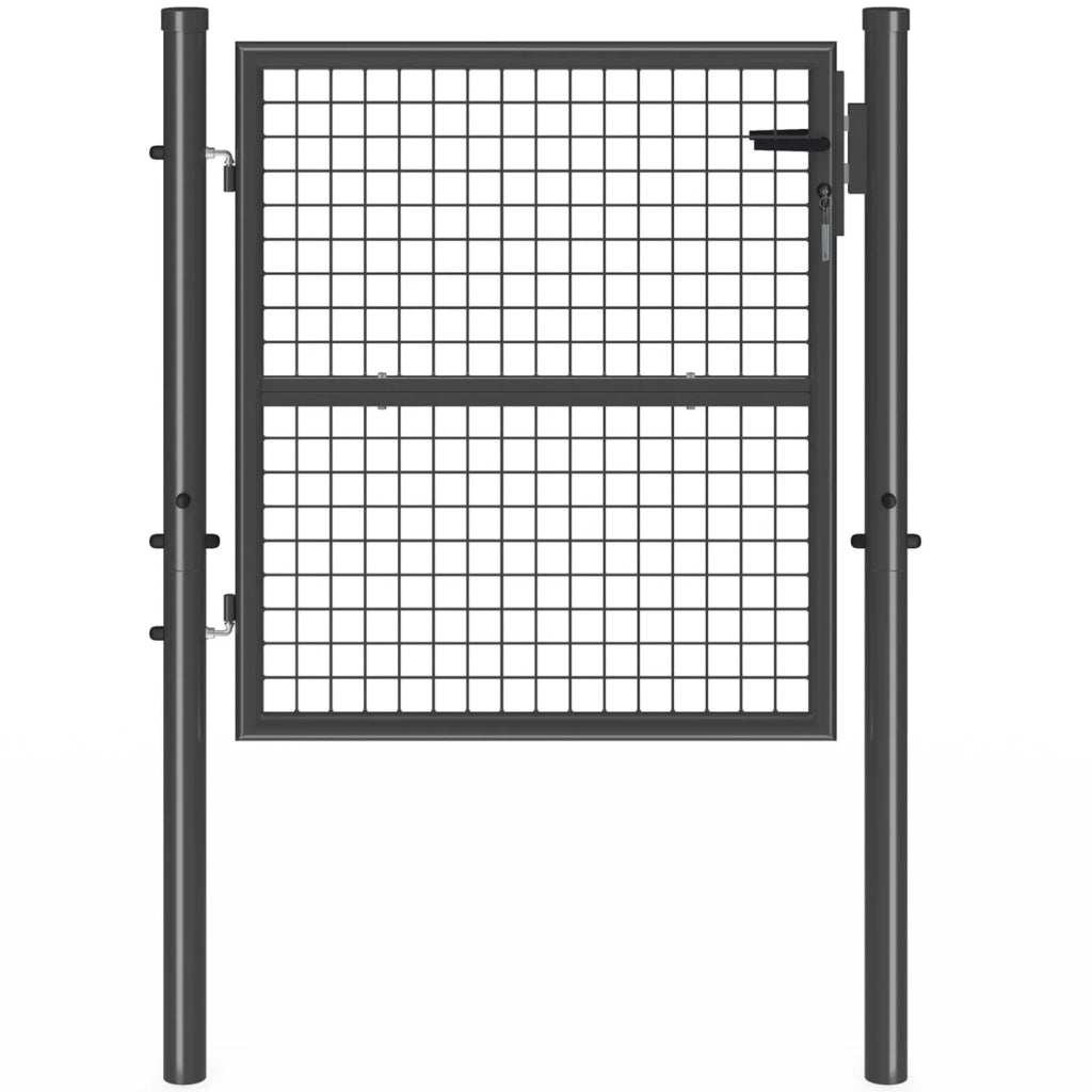 IDMarket - Cancello da giardino in acciaio 105 x 100 cm con serratura e maniglia grigio antracite