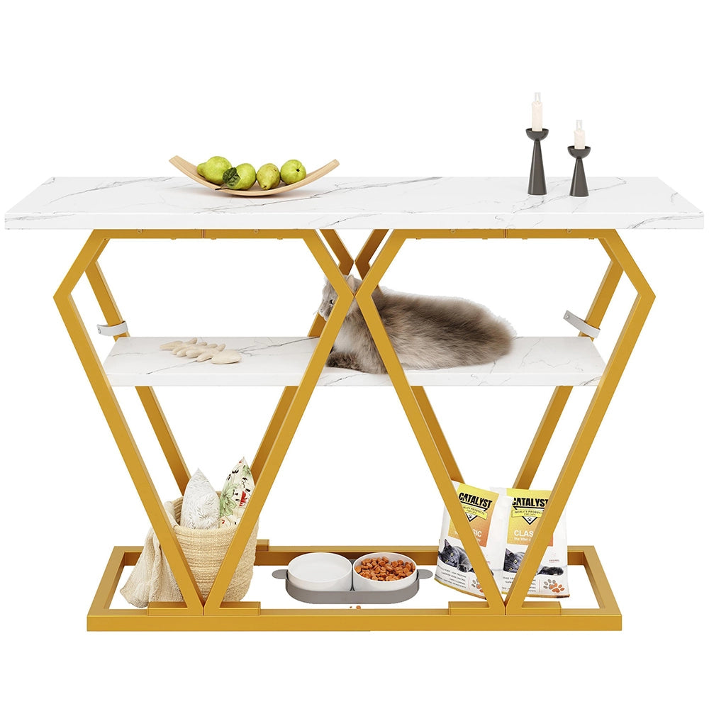 Console da pranzo in legno - Xylo - 120x29.5x80cm - Design effetto marmo