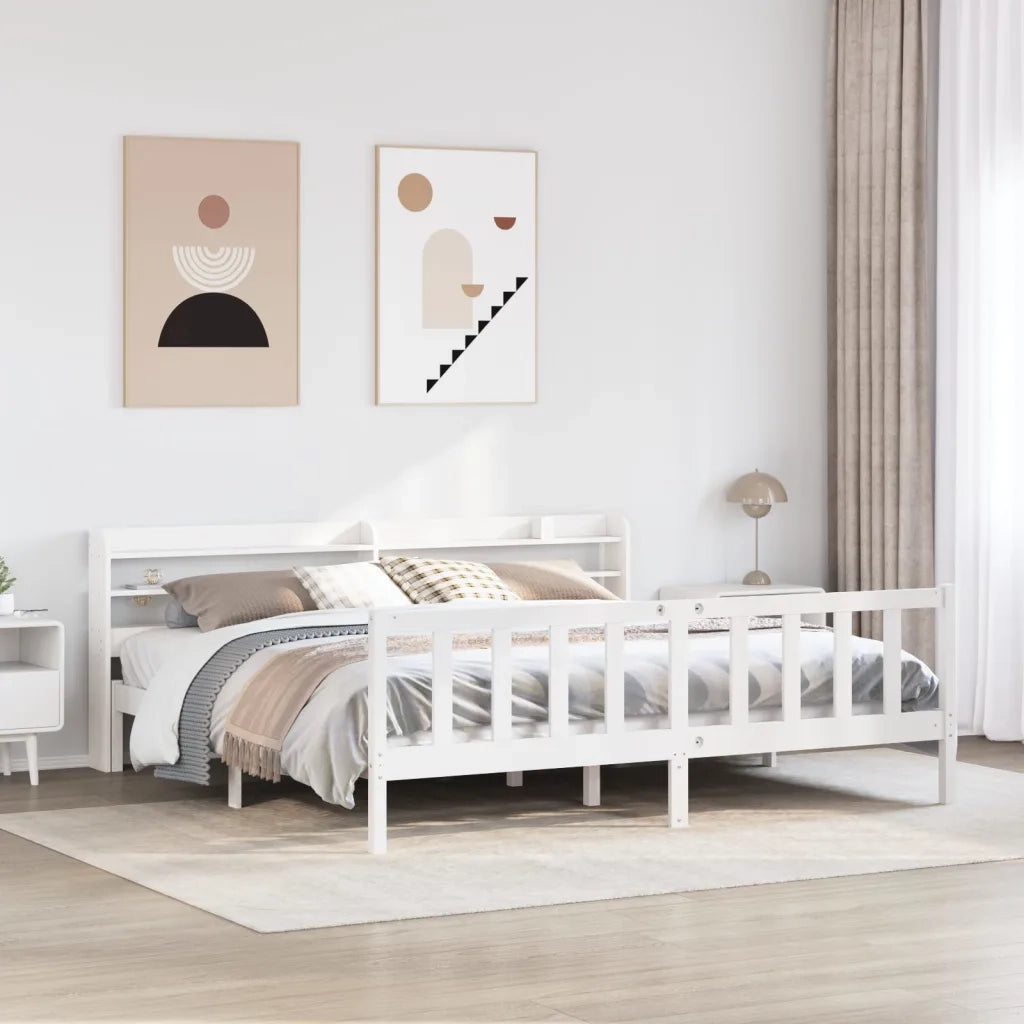 Letto senza Materasso-Struttura Letto Bianco 180x200 cm Legno Massello di Pino 287919
