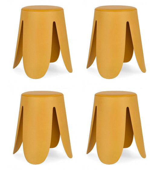 Set 4 Sgabelli  Ø37x47 cm in Similpelle Imogen Senape