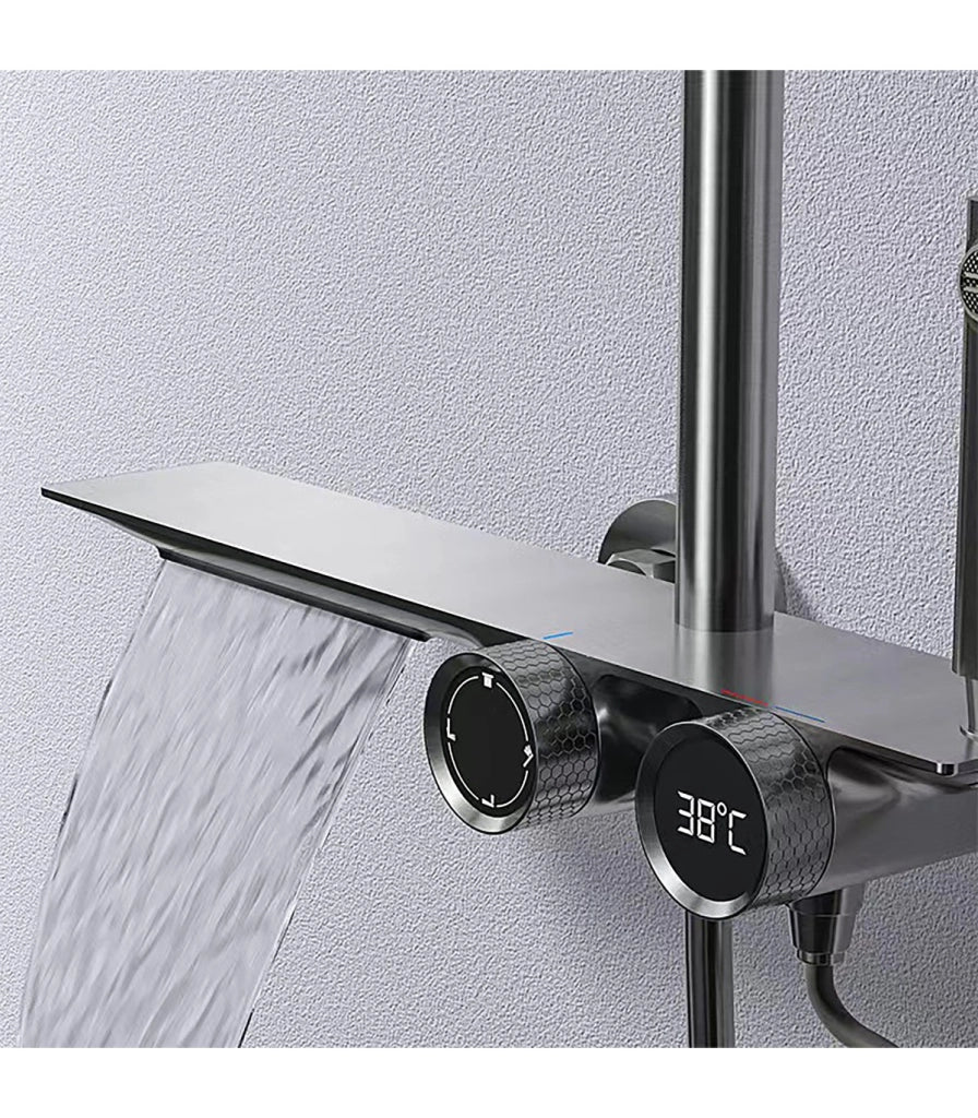 Colonna Doccia-Bagno TomaHawk LH-2365 Termostatica | Rame | Display LED Temperatura | Soffione e Tetto