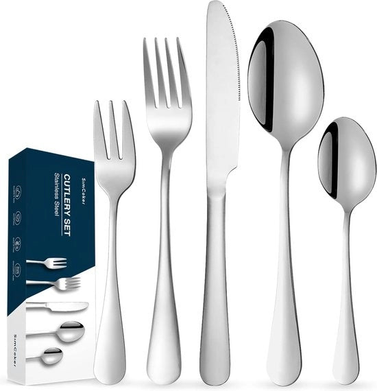 Set di cucina, 30 pezzi, per 6 persone, acciaio inossidabile, set di cucina con misurino, forchetta, cucchiaio, di alta qualità acciaio inossidabile, resistente alla lavastoviglie