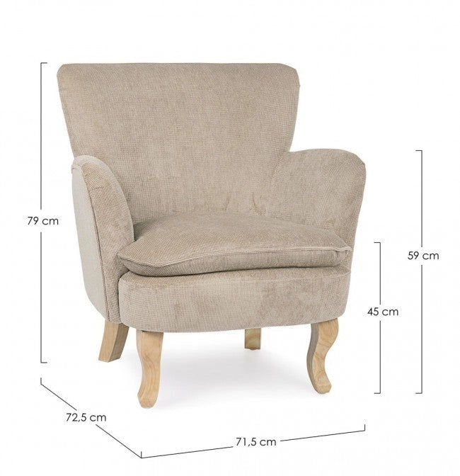 Poltrona 71,5x72,5x79h cm Chenille Tortora