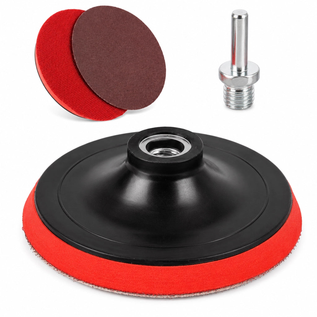 Platorello 125 mm M14 con Velcro 5 Dischi P80 e Adattatore Trapano 75133