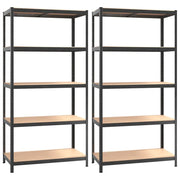 Scaffale a 5 ripiani set da 2 acciaio e legno ingegnerizzato grigio 02_0045718
