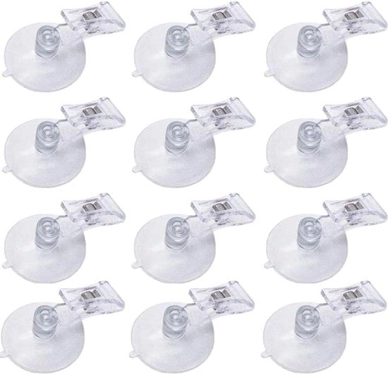 12 pezzi di clip di adesione con plastica trasparente per display pubblicitario - supporto per cartellini di affari e stand per carte da visita
