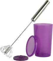Quirl per la preparazione del latte, miscelatore manuale, miscelatore per cucina, con manico di acciaio inossidabile, con misurino in silicone da 200 ml, con paio di accessori