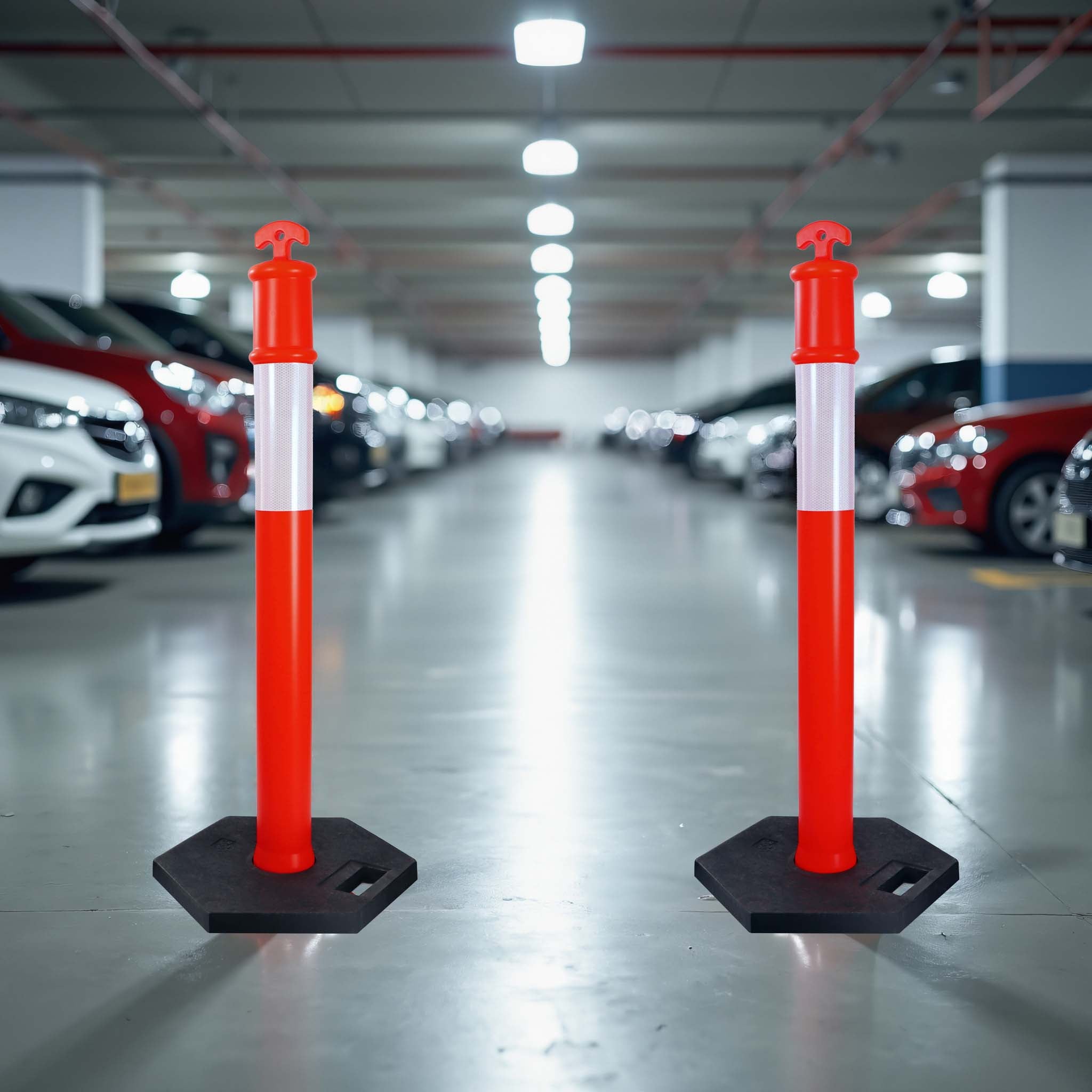 Paletti delimitatori catarifrangenti 110 cm con base ottagonale, 2 pali segnaletici stradali