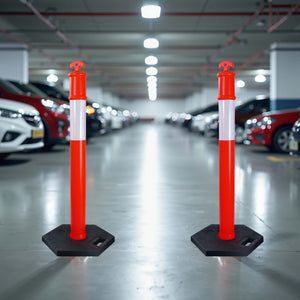 Paletti delimitatori catarifrangenti 110 cm con base ottagonale, 2 pali segnaletici stradali