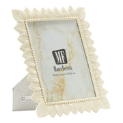 Cornice portafoto Light Leaf in resina crema con foglie 15x20