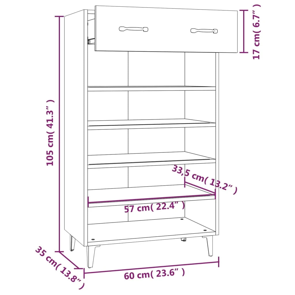 Scarpiera mobiletto portascarpe mobile per ingresso/corridoio/soggiorno 60 x 35 x 105 cm legno ingegnerizzato grigio 02_0021833