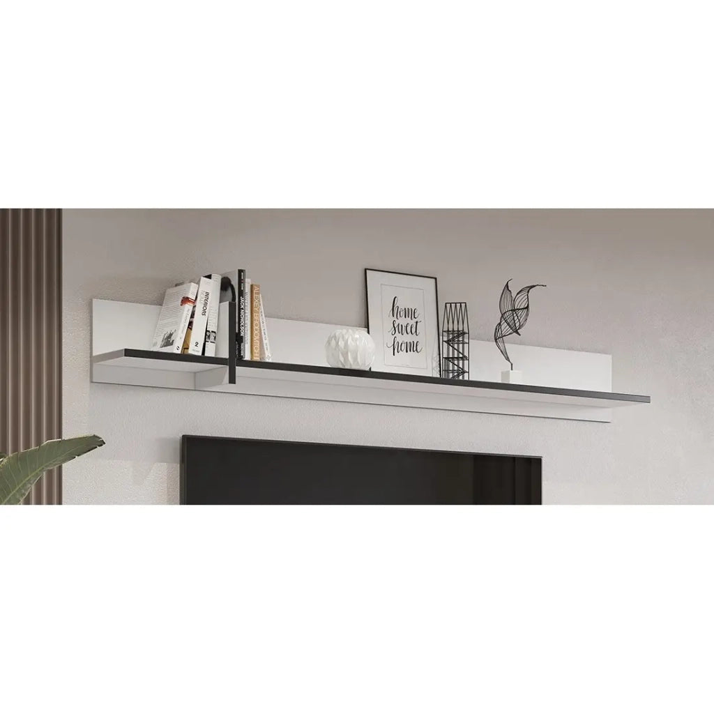 Scaffale da muro 180cm colori bianco e nero. Collezione HAVANA.