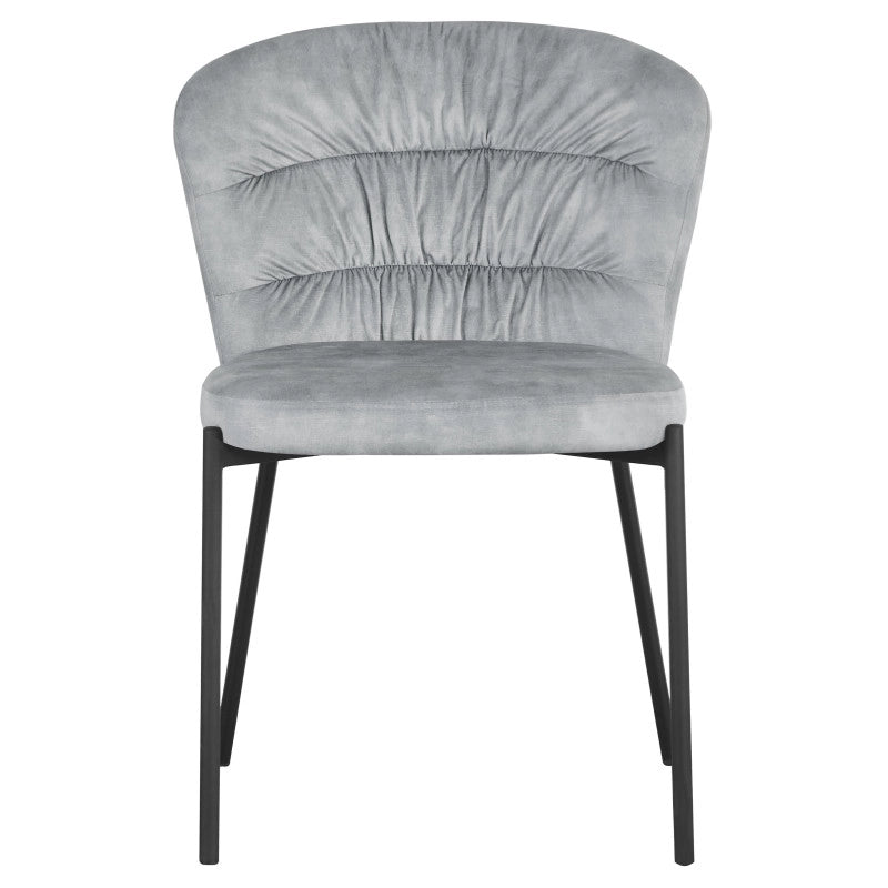 Set di 4 Sedie Jackie In Tessuto Grigio Gambe Nere In Metallo