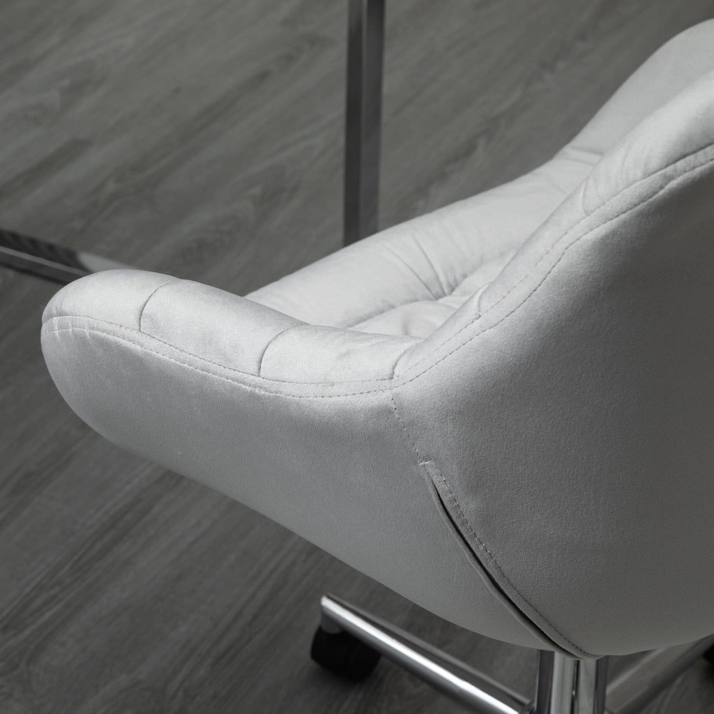 EasyComfort Sedia da Ufficio Ergonomica Girevole con Altezza Regolabile e Ruote, Rivestimento in Velluto, 59x58x80-90cm, Grigio