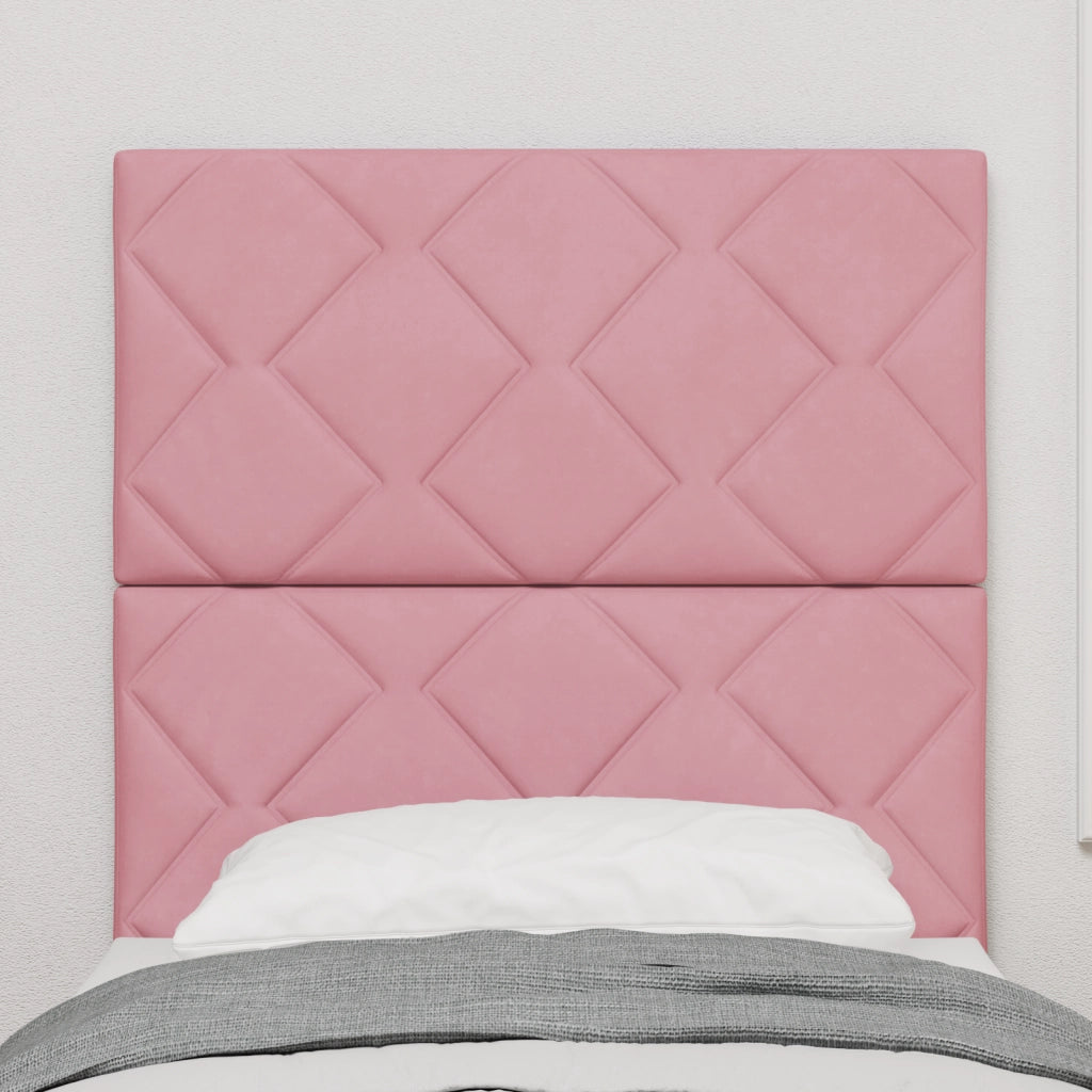 Testiera in velluto rosa con blocchi di diamante - 80 cm